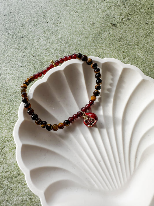 Granat & Tigerauge Armband Kraftvolle Erdung