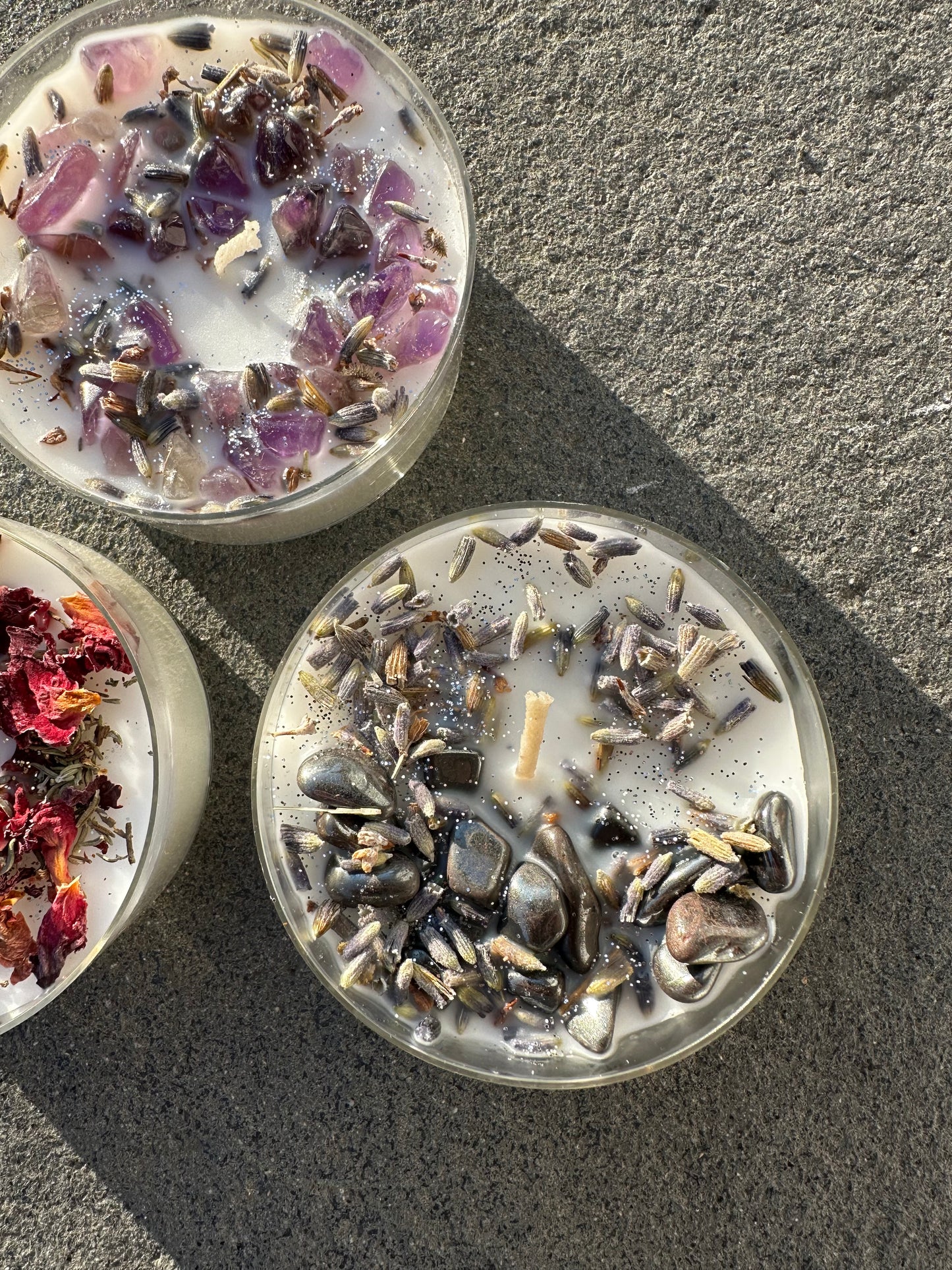 Teelicht Bundle - 3 große Kristallkerzen Teelichter Selbstliebe I Meditation I Erdung