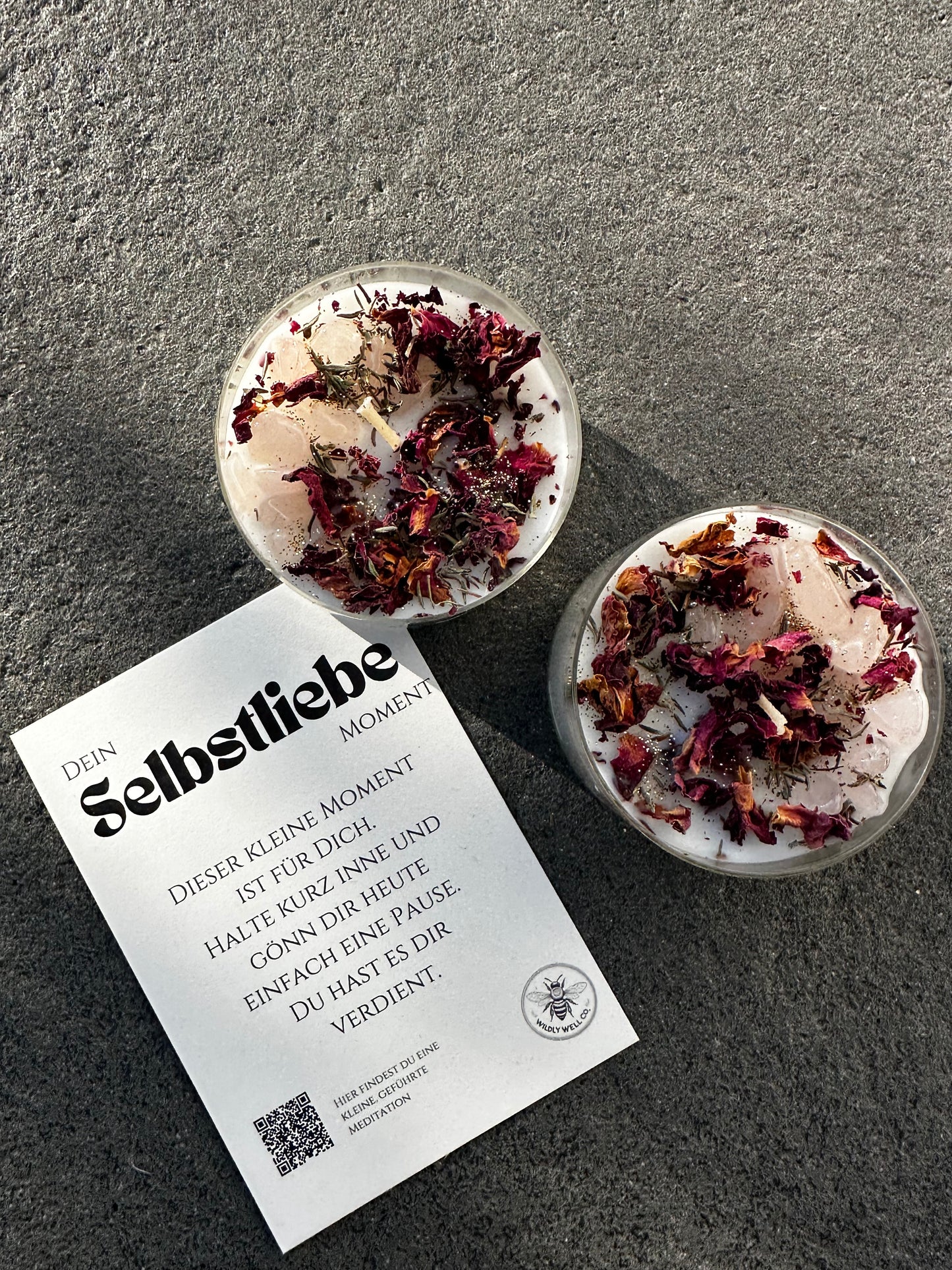 Selbstliebe Kristallkerze - großes Teelicht