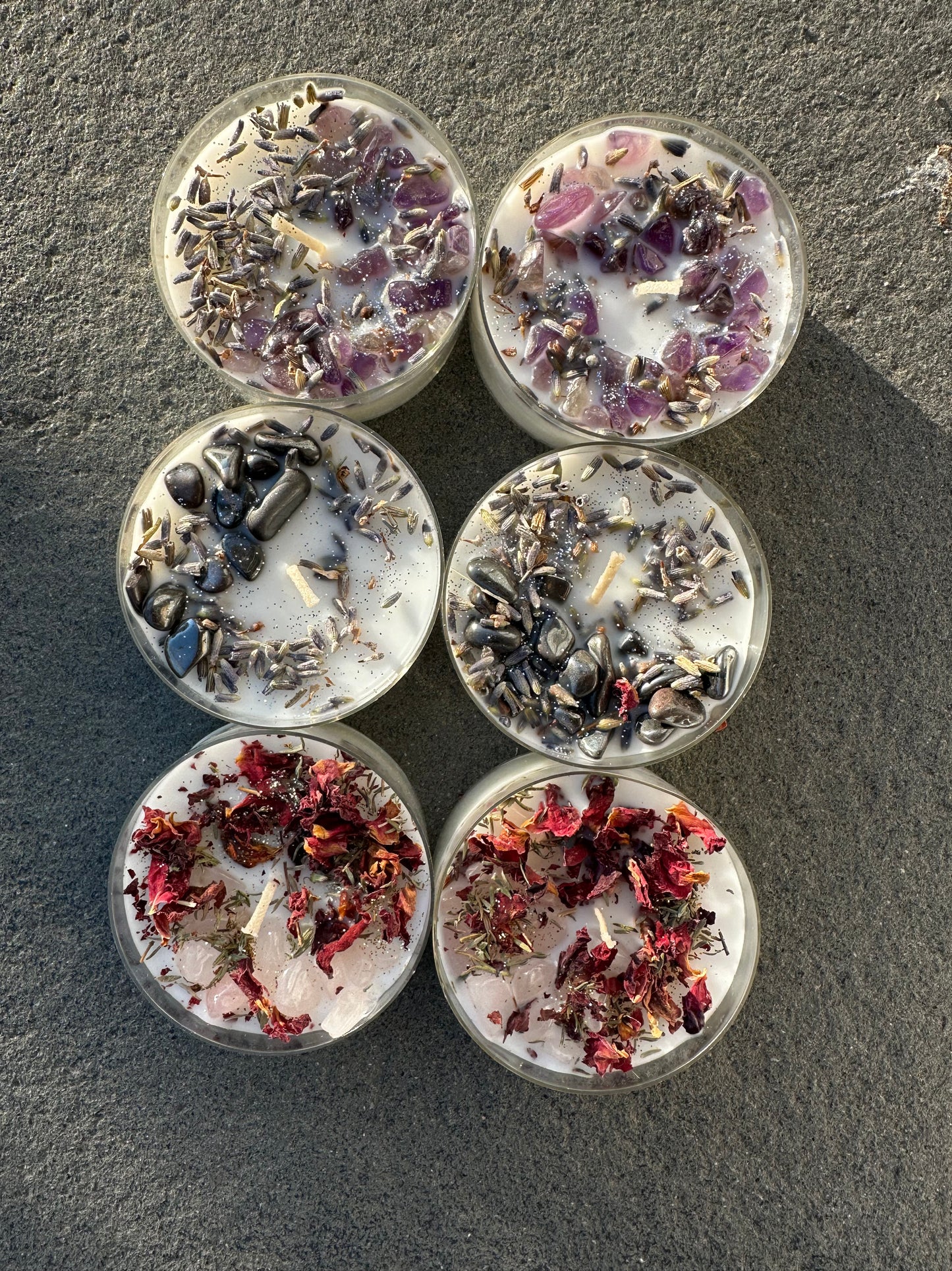 Teelicht Bundle - 3 große Kristallkerzen Teelichter Selbstliebe I Meditation I Erdung