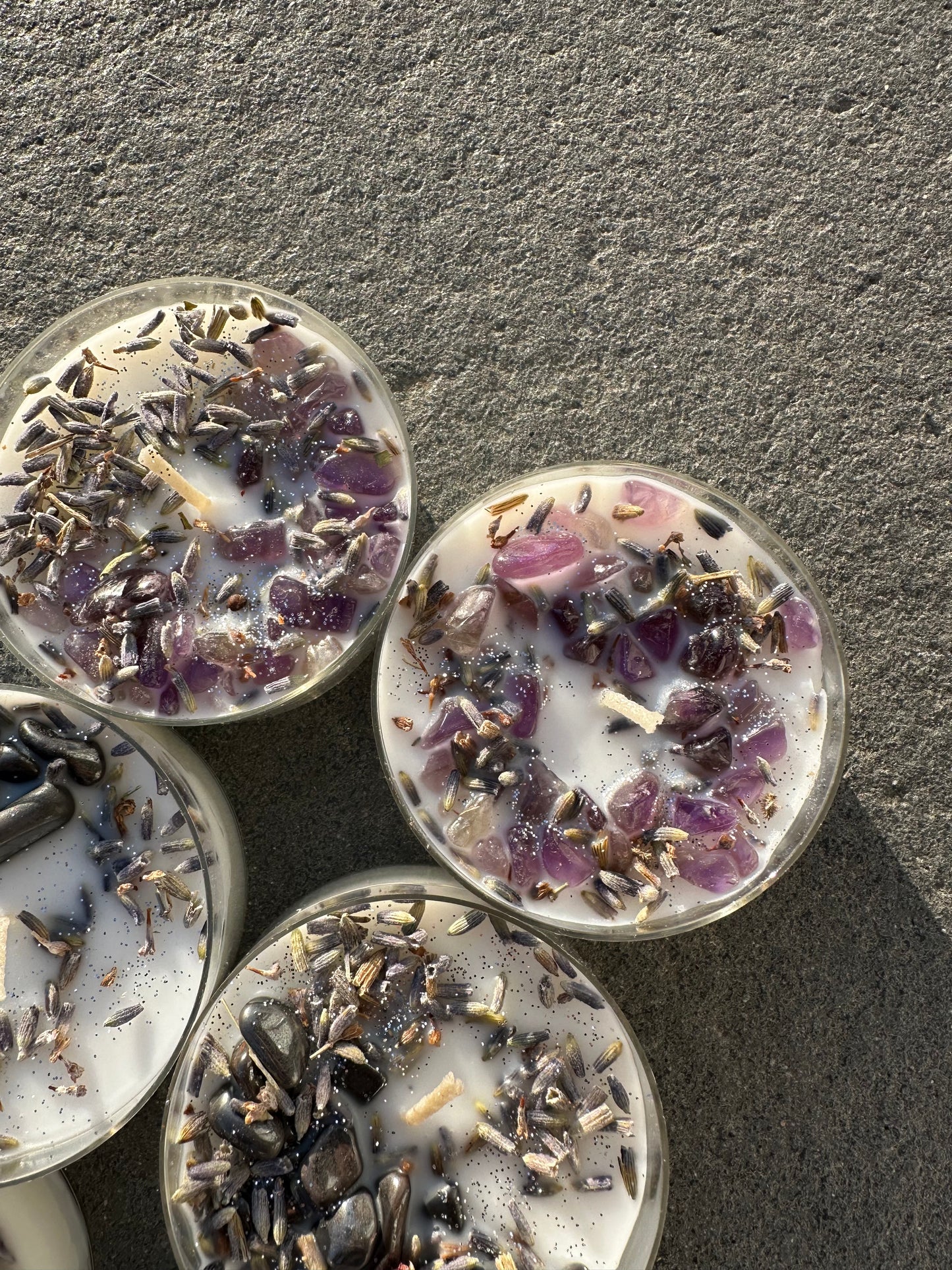 Teelicht Bundle - 3 große Kristallkerzen Teelichter Selbstliebe I Meditation I Erdung