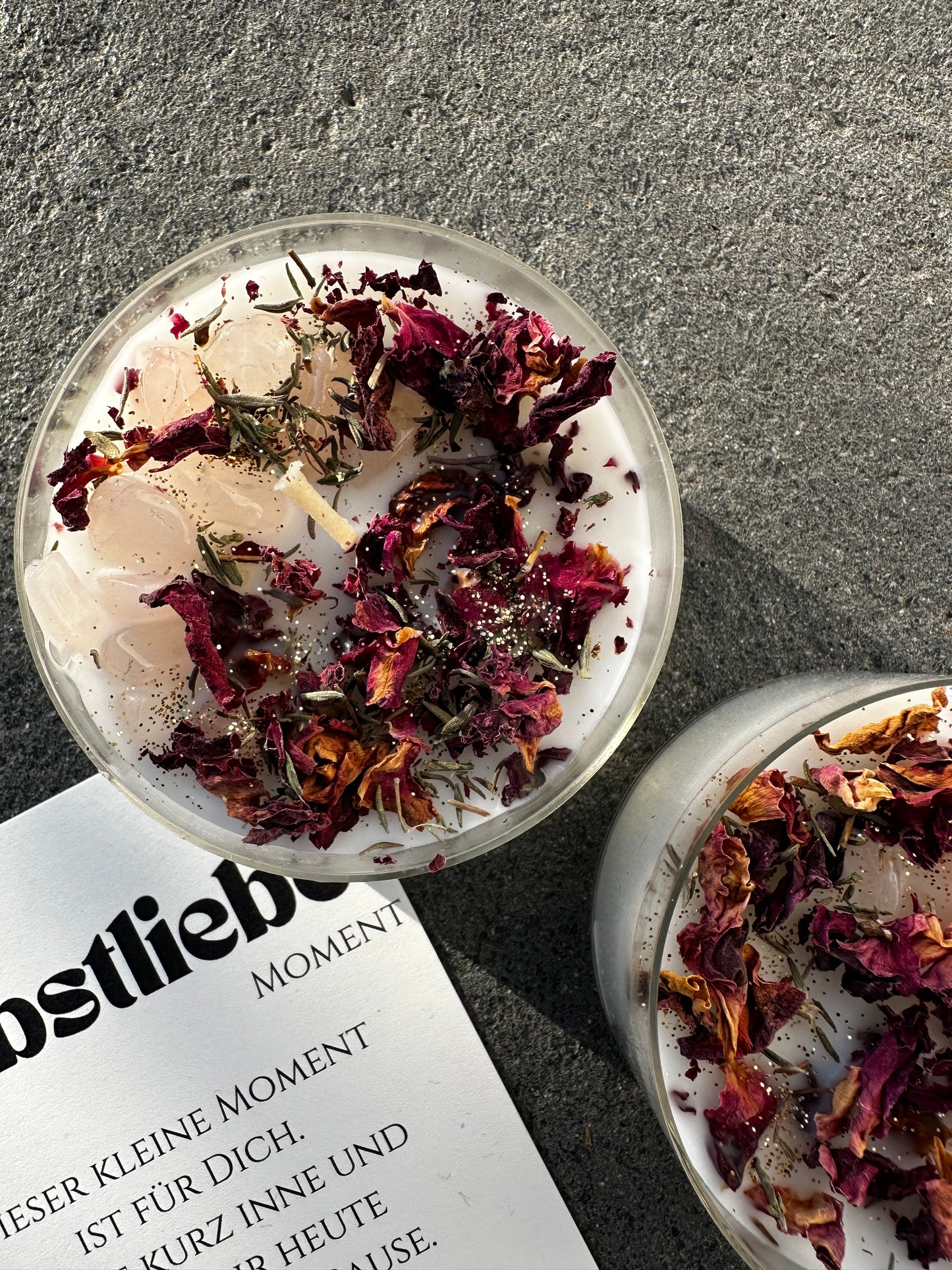 Selbstliebe Kristallkerze - großes Teelicht