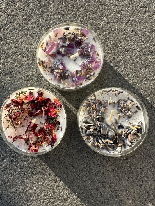 Teelicht Bundle - 3 große Kristallkerzen Teelichter Selbstliebe I Meditation I Erdung