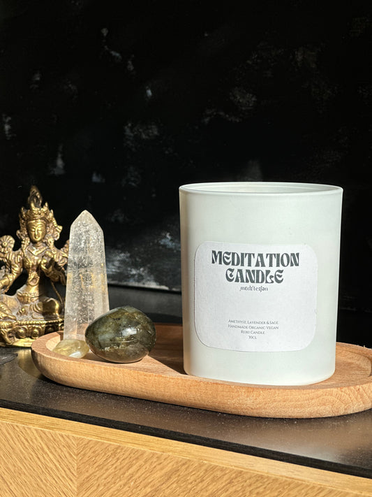 Mediations Kristallkerze – Lavendel, Amethyst, Salbei