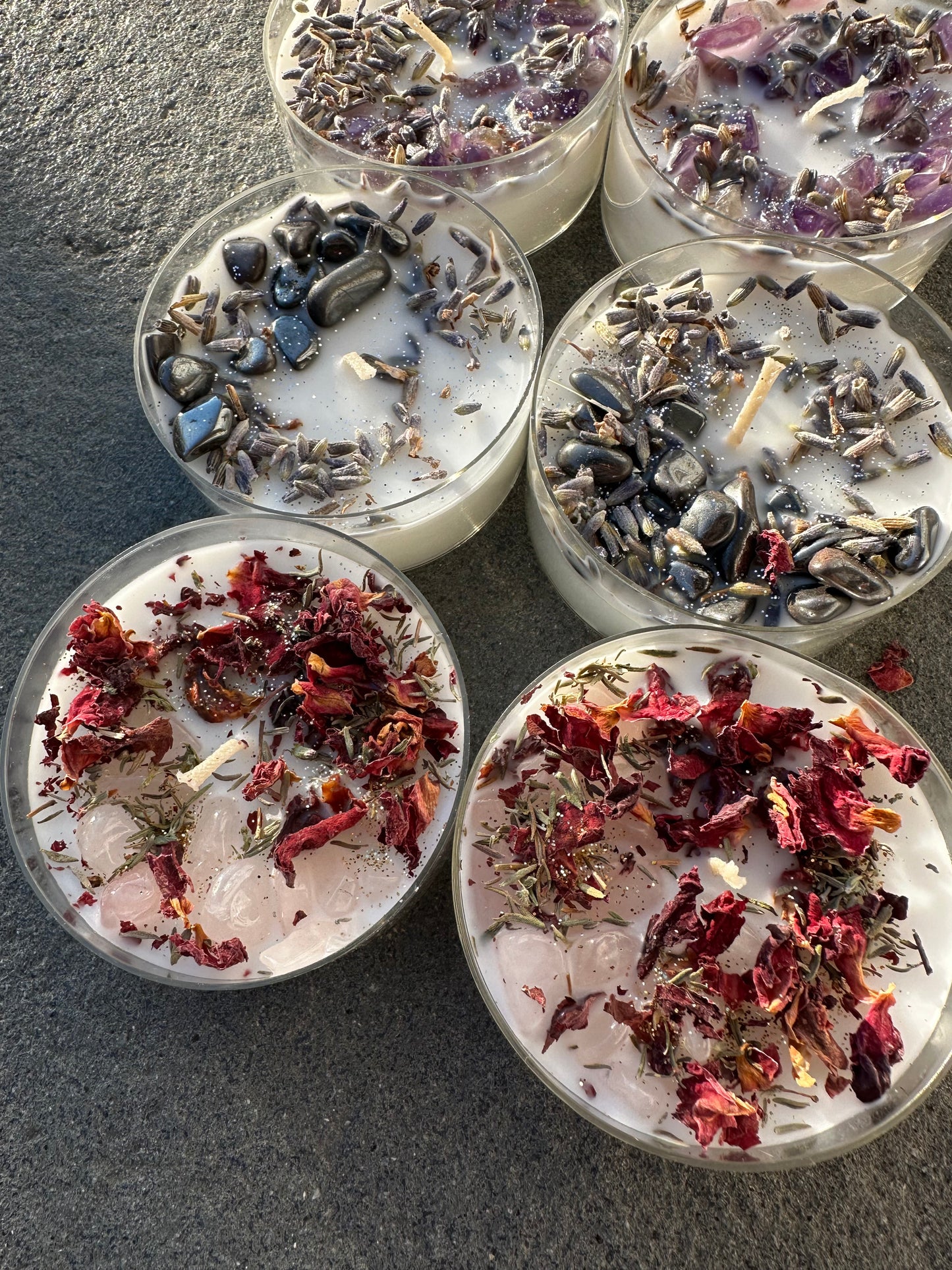 Teelicht Bundle - 3 große Kristallkerzen Teelichter Selbstliebe I Meditation I Erdung