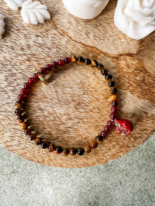 Granat & Tigerauge Armband Kraftvolle Erdung