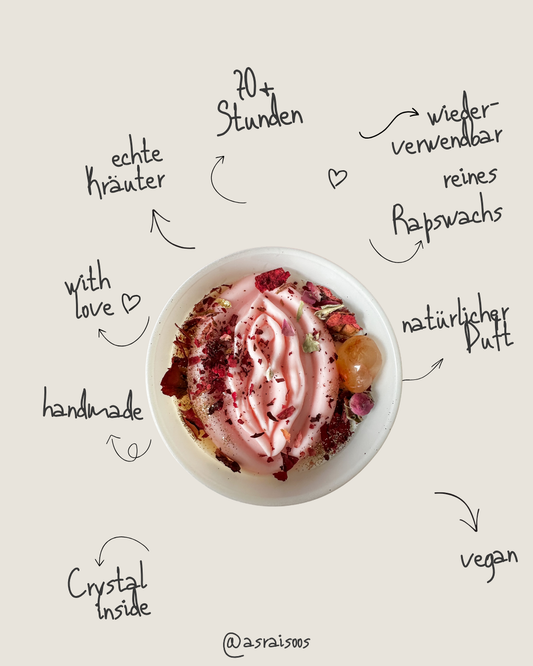 Yoni Kristallkerze – Rosen & Kirschblüten Achat